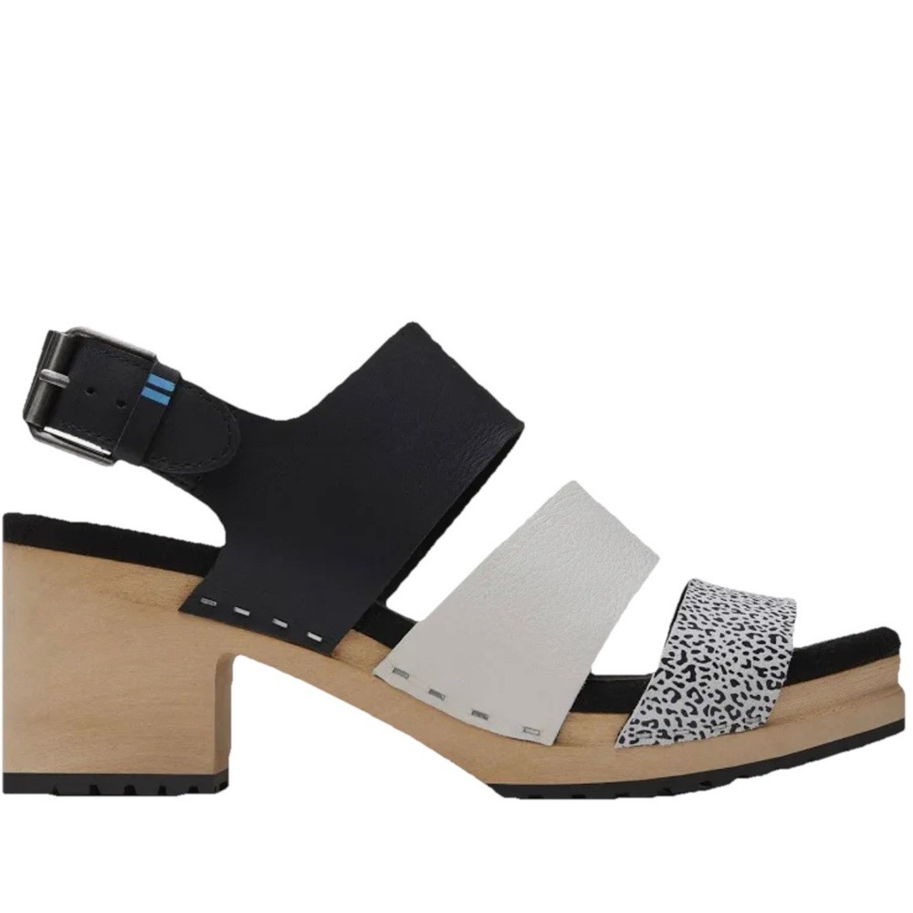 TOMS Leopard Phoebe Clogs 3 Strap Sandal SZ 9/EU40  Boho‎ Preppy Comfort Casual